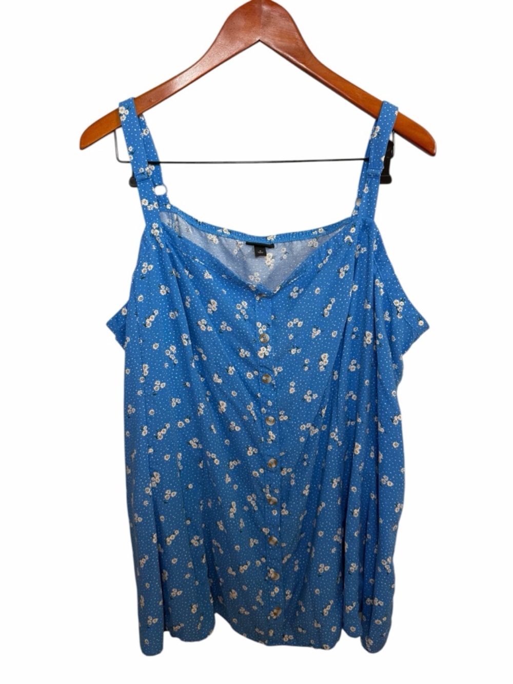torrid 4 Blue Floral Tank Blouse Adjustable Straps 4X - Picture 2 of 7